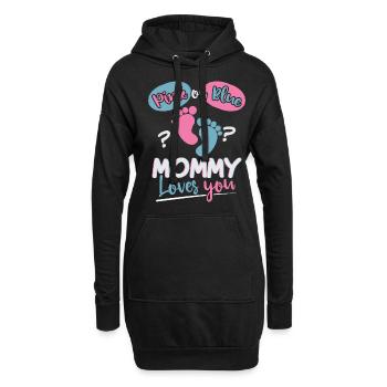 Rosa Oder Blau Mama Liebt Dich - Hoodie-Kleid - Schwarz - Vorne