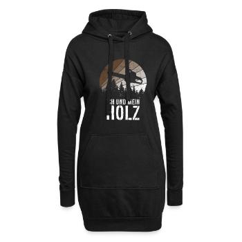 Ich und mein Holz - Hoodie-Kleid - Schwarz - Vorne