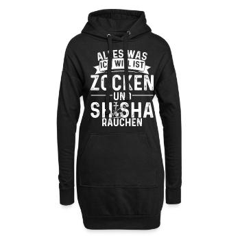 Shisha Zocken Kohle Gaming Wasserpfeife Hookah - Hoodie-Kleid - Schwarz - Vorne