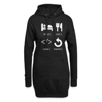 Programmierer Entwickler - Eat Sleep Code Repeat - Hoodie-Kleid - Schwarz - Vorne