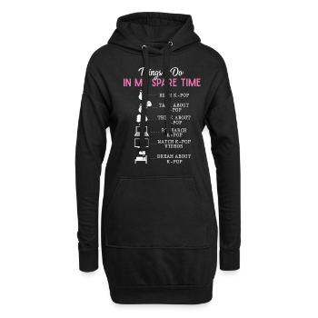 KPOP-Freizeit - Hoodie-Kleid - Schwarz - Vorne
