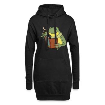 Cottagecore Grenouille Livre Amoureux de la nature - Sweat-shirt à capuche long Femme - noir - Devant
