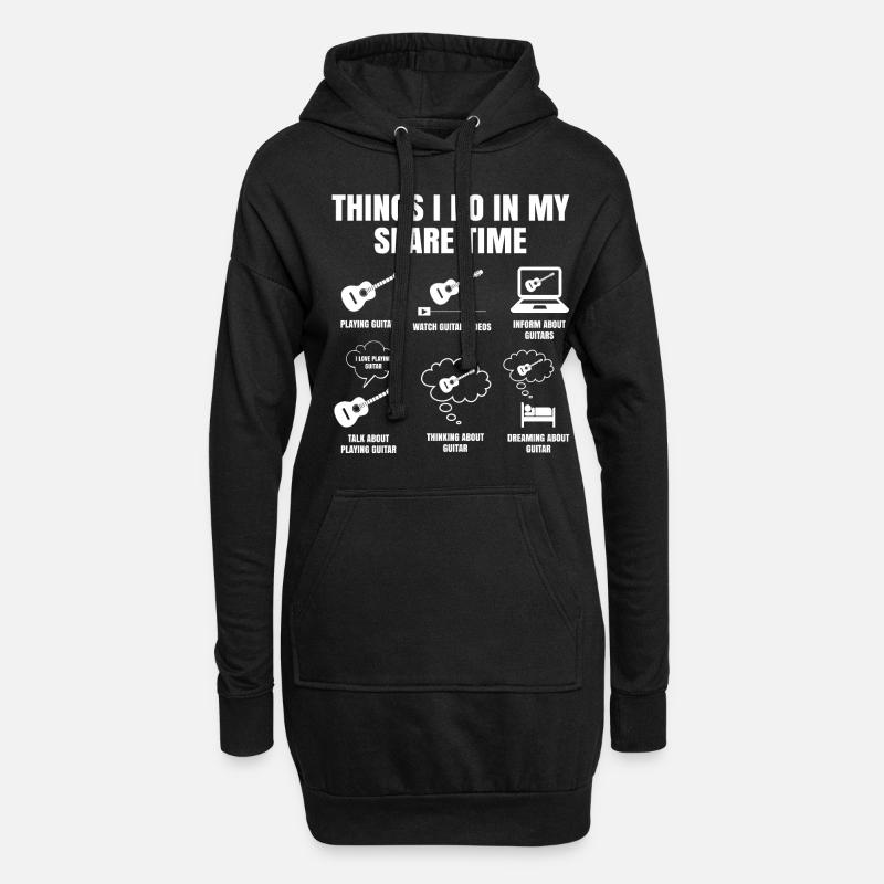 Dinge Die Ich In Meiner Freizeit Mache Gitarre - Hoodie-Kleid - Schwarz