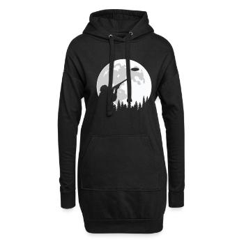 Tir au pigeon d’argile Lune Pigeon d’argile Tireur sportif - Sweat-shirt à capuche long Femme - noir - Devant