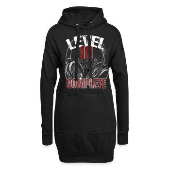 Level 18 complete gamer gamer gamecker Anniversaire Sort - Sweat-shirt à capuche long Femme - noir - Devant