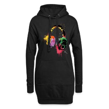 Musik-Kopfhörer, Musiker, Musik-Geschenk - Hoodie-Kleid - Schwarz - Vorne