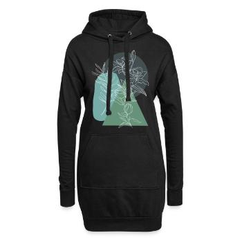 Flower, Lineart, Plant, Nature, Geometrie, Vintage - Hoodie-Kleid - Schwarz - Vorne