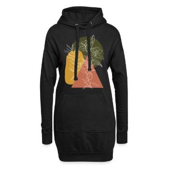 Flower, Lineart, Plant, Nature, Geometrie, Vintage - Hoodie-Kleid - Schwarz - Vorne