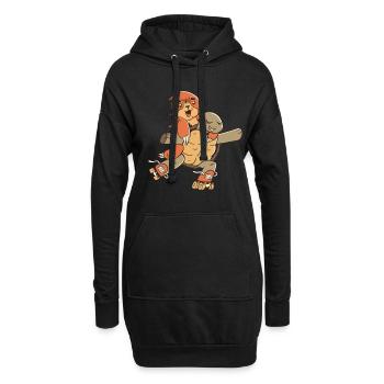 Schildkröte mit Faultier auf Rollschuhen - Hoodie-Kleid - Schwarz - Vorne