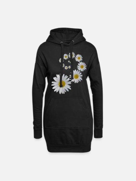 Margeriten Blume, Blumen, Blüte, floral, blumig - Hoodie-Kleid - Schwarz