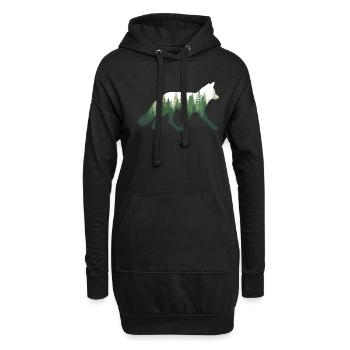 Renard nature forêt - Sweat-shirt à capuche long Femme - noir - Devant