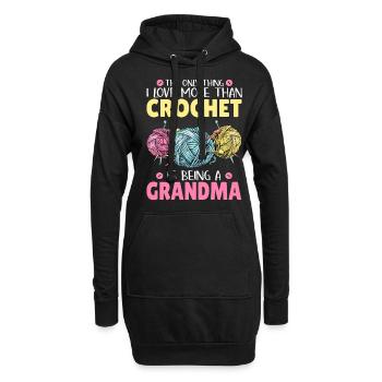 Crochet mamie crochet aiguille fil de couture couture - Sweat-shirt à capuche long Femme - noir - Devant