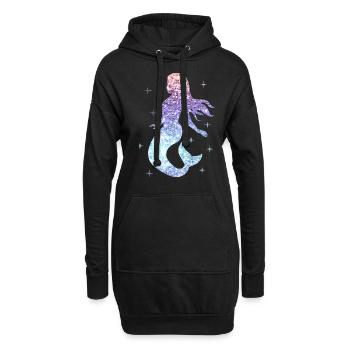 paillettes dames fille cadeau nixe - Sweat-shirt à capuche long Femme - noir - Devant