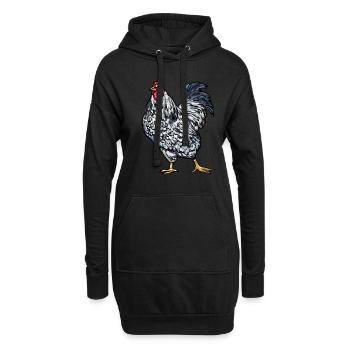 Wyandotten Poulets Type de poules fermiers - Sweat-shirt à capuche long Femme - noir - Devant