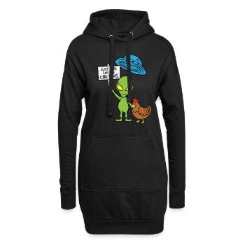 UFO Alien Just Here For The Chickens Chicken - Hoodie-Kleid - Schwarz - Vorne