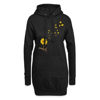 Sonnenblume - Hoodie-Kleid - Schwarz - Vorne