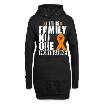 Leucémie orange boucle conscience Cancer du sang - Sweat-shirt à capuche long Femme - noir - Devant