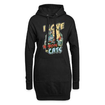 I Love Robots And Cats Pet Owner Robotics Engineer - Hoodie-Kleid - Schwarz - Vorne