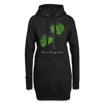 Monstera, Linéaire, plan, plante, Leaf, Minimal - Sweat-shirt à capuche long Femme - noir - Devant