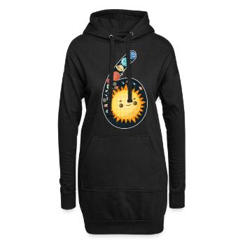 6. Geburtstag Kinder, Weltraum, Sonnensystem - Hoodie-Kleid - Schwarz - Vorne