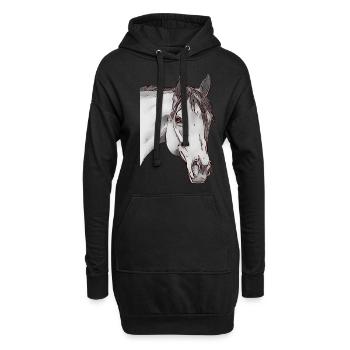 Fille cheval tête d’animaux motif animal - Sweat-shirt à capuche long Femme - noir - Devant