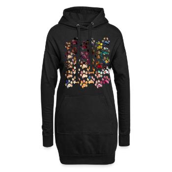 Empreintes de pattes pattes pattes chien chien - Sweat-shirt à capuche long Femme - noir - Devant
