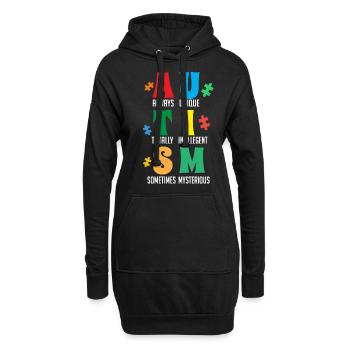 Autisme, Je porte bleu, conscience de l’autisme - Sweat-shirt à capuche long Femme - noir - Devant
