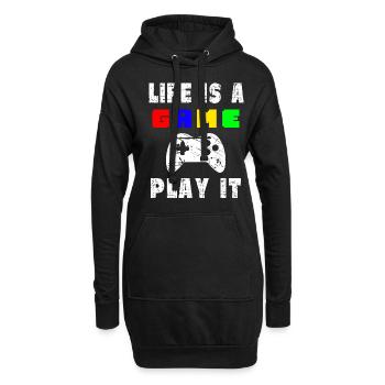 Das Leben Ist Ein Spiel Spielen Sie Es - Hoodie-Kleid - Schwarz - Vorne