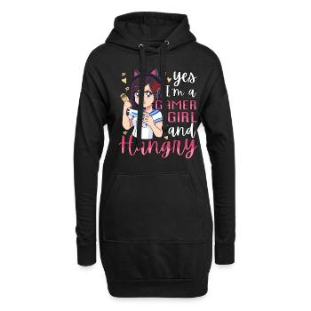 Yes I'm A Gamer Girl Hangry Angry Anime Hungry - Hoodie-Kleid - Schwarz - Vorne