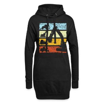 Vintage Bagger Baumaschinen - Hoodie-Kleid - Schwarz - Vorne
