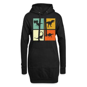 Dino Dinosaurier - Hoodie-Kleid - Schwarz - Vorne