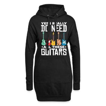 Guitares - Sweat-shirt à capuche long Femme - noir - Devant