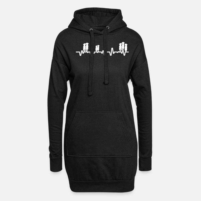Herzschlag Erdmännchen - Hoodie-Kleid - Schwarz