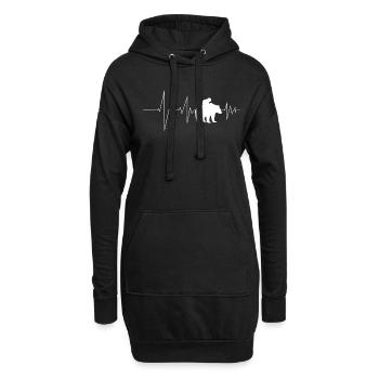 papa fils ours battement de cœur cadeau de fête des pères - Sweat-shirt à capuche long Femme - noir - Devant