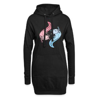 Axolotl Yin Yang Kawaii Mexikanisches Fischtier - Hoodie-Kleid - Schwarz - Vorne