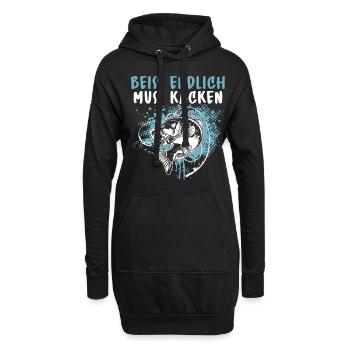 Lustiges Angler Fischer Beiss endlich muss kacken - Hoodie-Kleid - Schwarz - Vorne