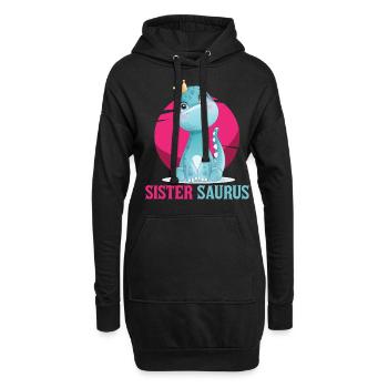 Sœur Saurus, dinosaure, Dino, soeur - Sweat-shirt à capuche long Femme - noir - Devant