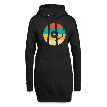 Rétro Vinyle Collectionneur de disques - Sweat-shirt à capuche long Femme - noir - Devant