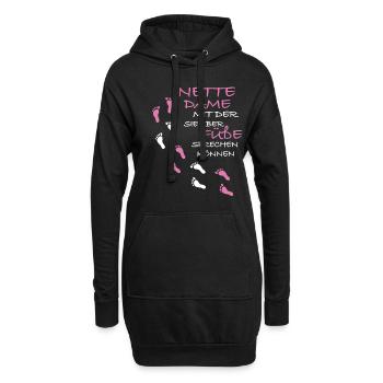 Nette Dame mit der Sie über Füße sprechen - Hoodie-Kleid - Schwarz - Vorne