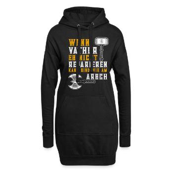 Wikinger Vatertag Vater Vathor Handwerker - Hoodie-Kleid - Schwarz - Vorne