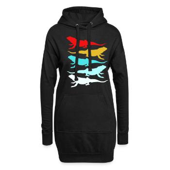 Bartagamen Reptiles Lézard Reptile Pogona Bartagame - Sweat-shirt à capuche long Femme - noir - Devant