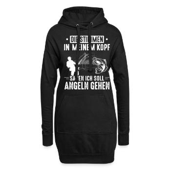 Stimmen im Kopf sagen ich soll angeln gehen - Hoodie-Kleid - Schwarz - Vorne