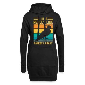 Papagei - Hoodie-Kleid - Schwarz - Vorne