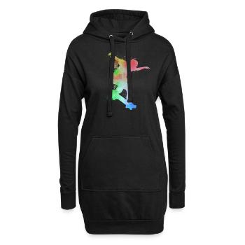Skateboard skateboard half-pipe skater - Sweat-shirt à capuche long Femme - noir - Devant