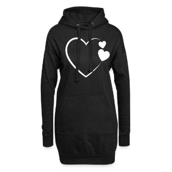 Coeur - Sweat-shirt à capuche long Femme - noir - Devant