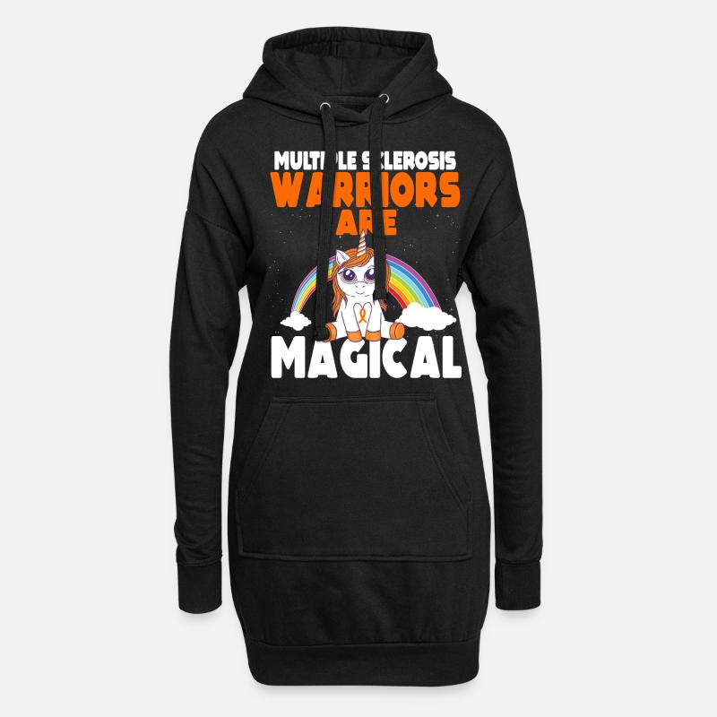 Multiple Sklerose Magisch Einhorn Orange Schleife - Hoodie-Kleid - Schwarz