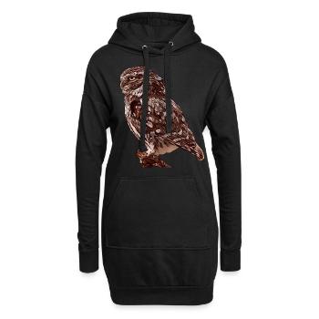 Hiboux motif oiseau Animal animal animal animal - Sweat-shirt à capuche long Femme - noir - Devant
