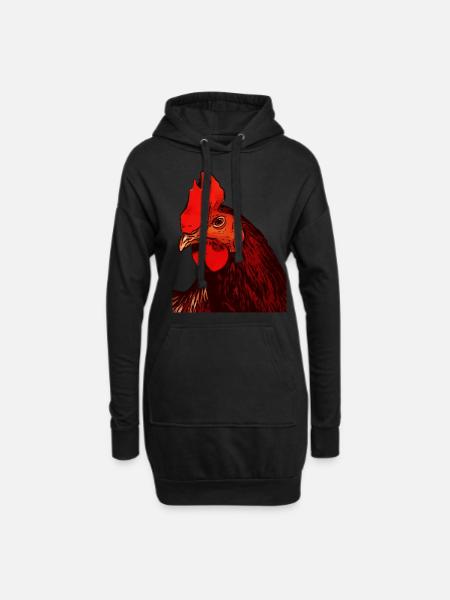 Hahn Bauernhof Tiermotiv Tier Motiv Tiergesicht - Hoodie-Kleid - Schwarz