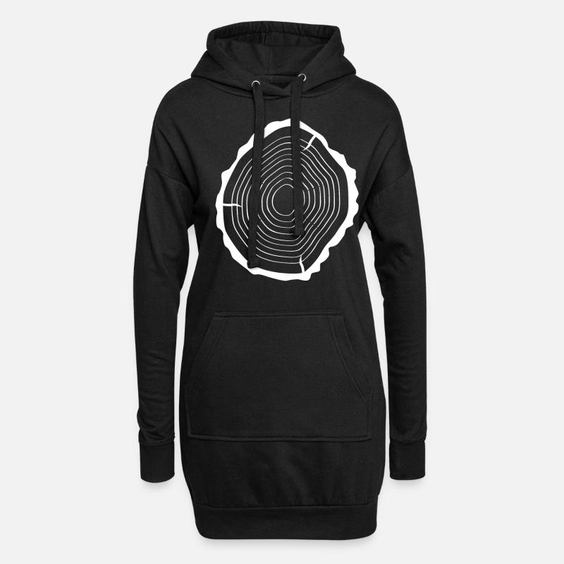 Baum Holz - Hoodie-Kleid - Schwarz