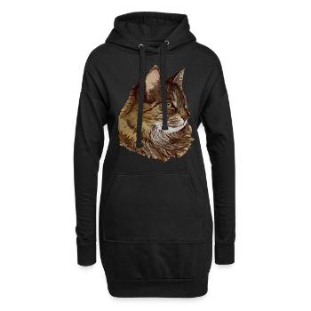 Chat motif chat Visage de chat Animal - Sweat-shirt à capuche long Femme - noir - Devant